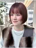 レイヤーボブ　オレンジブラウン　ダブルカラー
