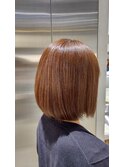 栗色ブリーチなしカラー◎春の結べるボブ×透明感