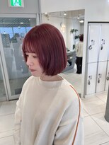 ステラ ヘア デザイン サロン(STELLA hair design salon)&nbsp;顔まわりレイヤーボブ　ブリーチ　モーブピンク　【杉若】