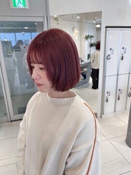 ステラ ヘア デザイン サロン(STELLA hair design salon) 顔まわりレイヤーボブ　ブリーチ　モーブピンク　【杉若】