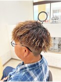 メンズツーブロックマッシュショートハードツイストパーマ