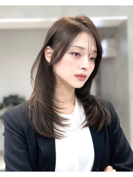 ヴェイン 渋谷(vain) ★イメチェン小顔前髪ワンカールレイヤーカットマロンベージュ