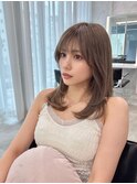 ゆるふわロングベージュカラーブリーチしない透明感カラー