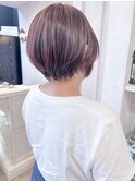 福山市美容室Caary人気丸みショートボブピンクパープルカラー