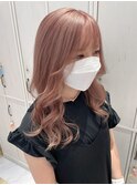 ピンクベージュ/レイヤーカット/ブリーチ/大阪うめ