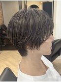 ショート×白髪ぼかしハイライト30代40代50代