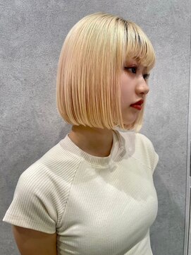 アッシュ 茗荷谷店(Ash) 艶が映えるミルクティーのワンレンボブ