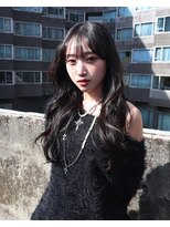 アンブル リュクス 池袋(amble luxe)&nbsp;韓国風ブラックグレージュ×ロングウェーブ