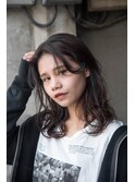 ラフなミディアムレイヤーボブリーチなしダブルカラー