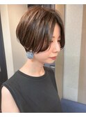 tuuli☆30代40代ペールベージュ切りっぱなしボブショート 119