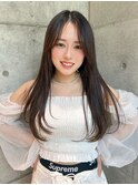 ★くびレイヤーエモージュインナーグレージュ前髪ピンクベージュ