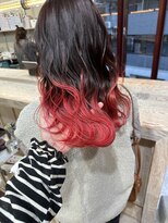 ヲタク(wotaku.)&nbsp;レッドグラデーションカラー暖色春カラーボルドーカシスロング