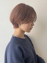 ガーランドギンザ(Garland Ginza)&nbsp;ベージュピンクハンサムマッシュ斜めバングショート銀座