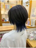 マッシュウルフインナーカラーブルー