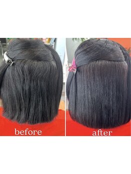 《髪質改善×酸性ストレート》酸性縮毛矯正で広がらない、硬くならない自然なストレートに