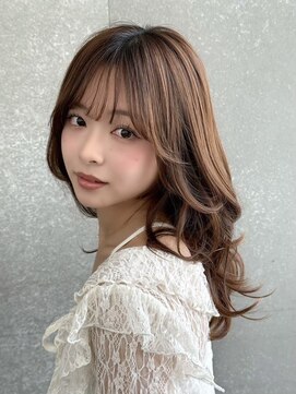 レーヴバイロンド 仙台(Reve by Lond) 顔周りレイヤーシースルーミルクブラウン髪質改善韓国巻き仙台