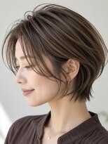 ハクア(HAKUA) 40代50代◎艶感白髪ぼかしショートボブ