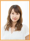 少し明るめの白髪染め・あご下から毛先にパーマ