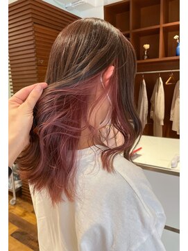 クラップス 杉田店(CLAPS) インナーカラー　ピンク　ロング×ツートーンカラー