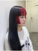 前髪インナーと姫カットで個性派バングカラー