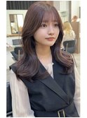 美髪カールシアーカラーピンクブラウンエアリーロングセミディ