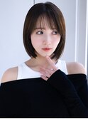 ミニボブフェイスレイヤーぱっつん前髪シンプルストレートデジパ