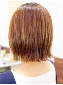 20代30代40代ハイライトミディアムボブ立体感ブラウンベージュ