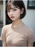 シースルーバング丸みショートボブ【スタイリスト桂口】