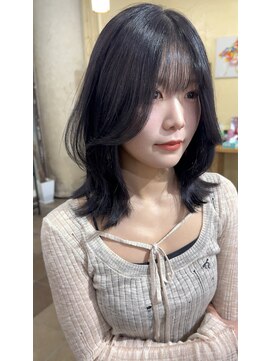 ジブル(Giblle.) 【Giblle.】ブルーブラック/レイヤーボブ/透明感カラー