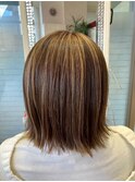 ボブヘア/ハイライト/ベージュカラー