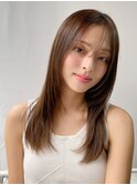 小顔 前髪 レイヤーカット くびれヘア ハイライトカラー"