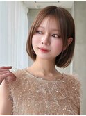 Say.ローズブラウン顔周りカット前髪イメチェン切りっぱなしボブ