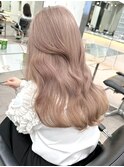 渋谷ブリーチカラーハイトーンピンクベージュハッシュカット韓国