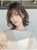 【ブルベ夏】垢抜けシースルーバング×大人外ハネくびれボブ