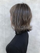 ムウ 難波(MOU)&nbsp;ハイライト_グレージュカラーボブウルフココアベージュ