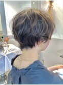 大人可愛い20代30代40代前下がりショートパーマ/大人ショート