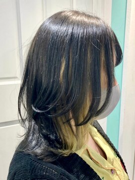 マティーナ ヘアー 池袋(Matina hair) 【イエロー/イヤリングカラー/ミディアムウルフ】20代30代40代