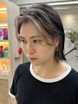 サンク 原宿 表参道(cinq)&nbsp;インナーカラーベージュショートボブ黒髪ボブ前髪インナーカラー