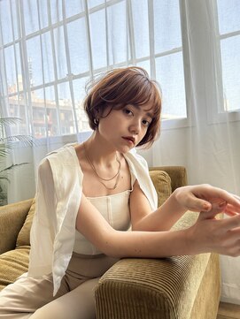 サロンドミルク 原宿(salon de MiLK) ハイライトミルクティーベージュ顔周りレイヤーカット/原宿