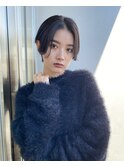 前髪あり耳掛け丸みくびれショートボブ20代30代40代50代60代