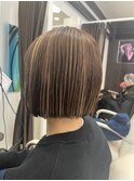 ハイライト×白髪ぼかし×ボブ