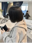 切りっぱなしボブブルーブラック黒髪暗髪