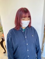 ヘアーアイストゥーレ(HAIR ICI TRE)&nbsp;顔周りカット ピンクカラー 担当渡辺聖