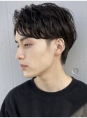センターパートメンズマッシュパーマニュアンスパーマ刈り上げ