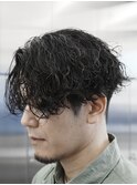 波巻きスパイラルパーマツーブロックツイストパーマメンズヘア