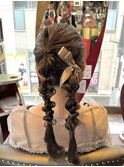 ツイン編みおろし リボン 結婚式