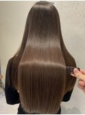 美髪ショコラベージュココアベージュフェミニンロング髪質改善