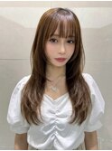 ミディアムレイヤー顔まわりカットロングレイヤーワンカール