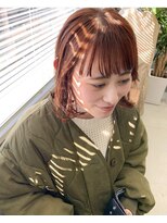 テトヘアー(teto hair)&nbsp;オレンジベージュ.オレンジブラウン.切りっぱなし.ボブ