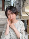【津賀　涼】ショートグレージュカラーボブウルフココアベージュ